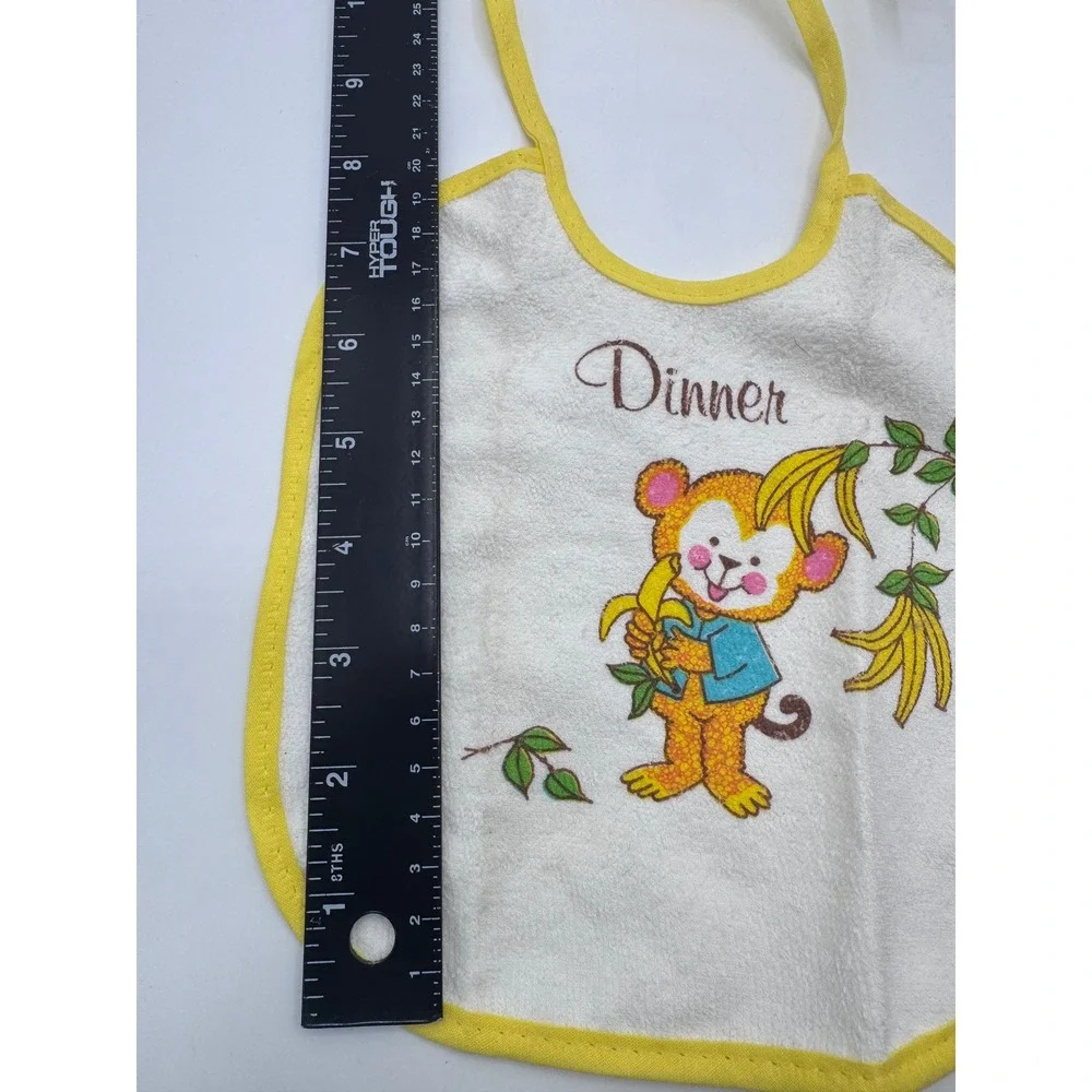 Unbranded OS White Bib Kids Vintage‎ Monkey Banana Dinner